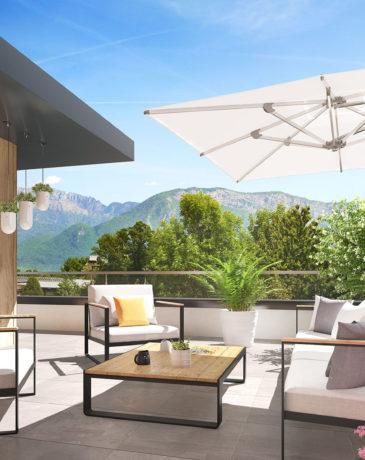 Perspective terrasse de la résidence LE BOIS DES ROSES à Seynod