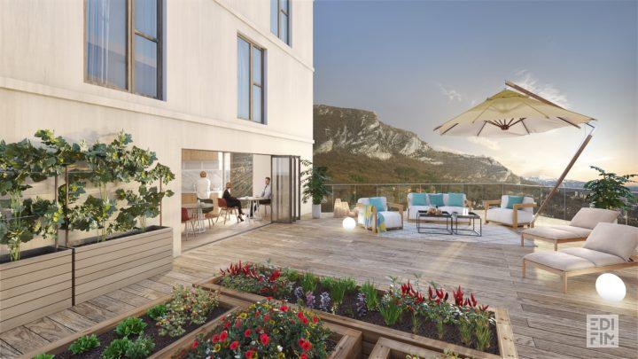 Terrasse commune de GINKGO Grenoble EDIFIM