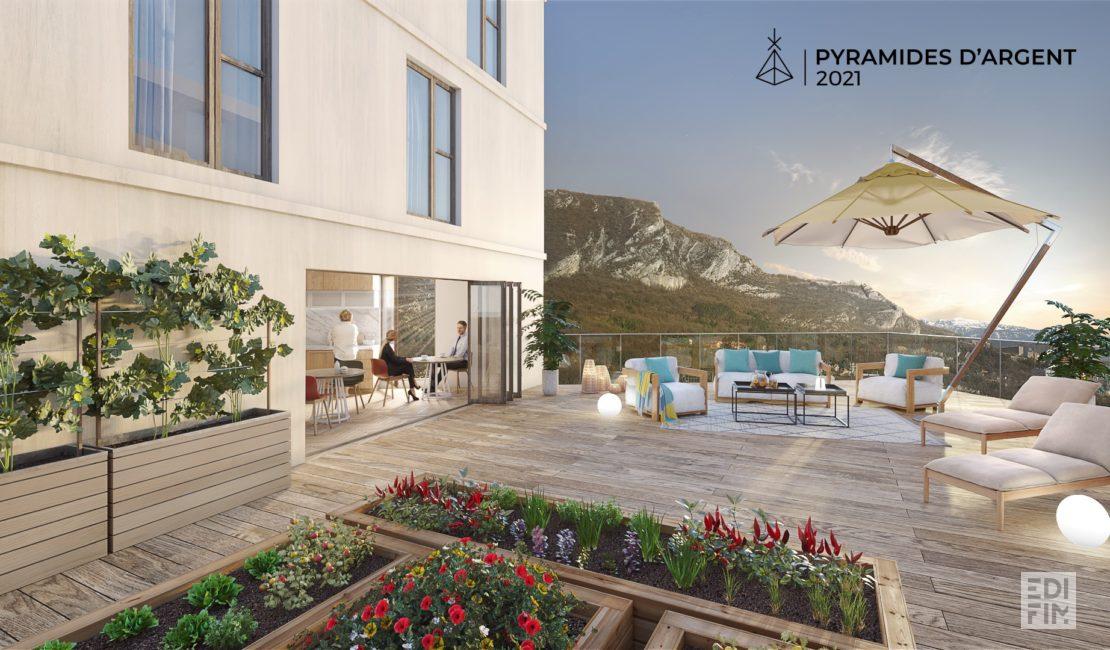 Terrasse partagée de la résidence GINKGO à Grenoble