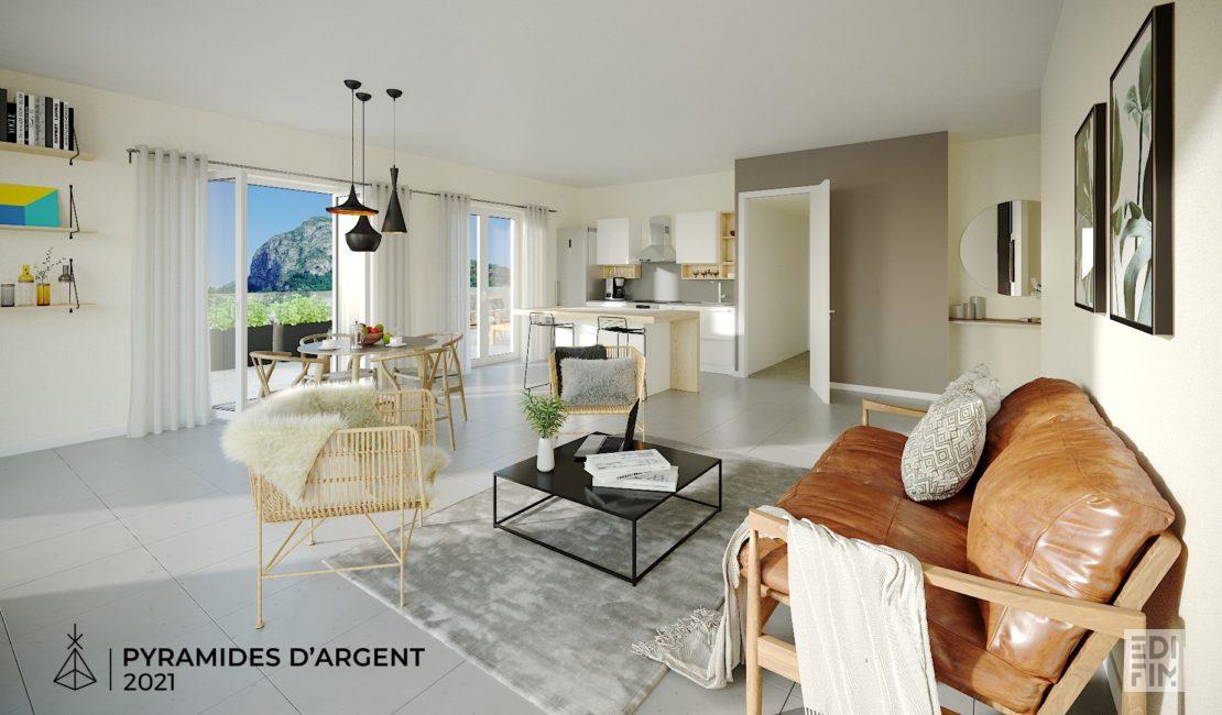 Perspective intérieure de la résidence GINKGO à Grenoble