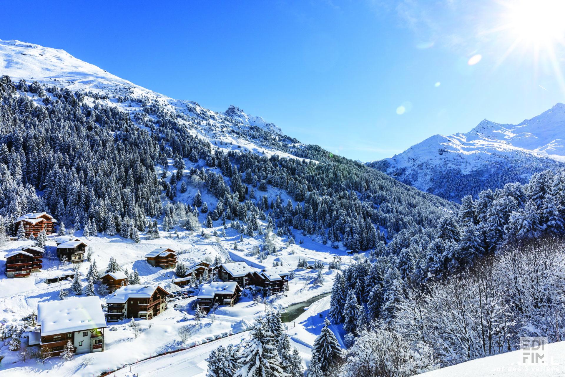 Paysage montagne Méribel sous la neige