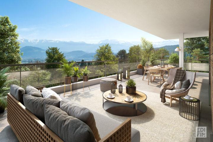 Perspective terrasse PANORAMIK à Seyssins