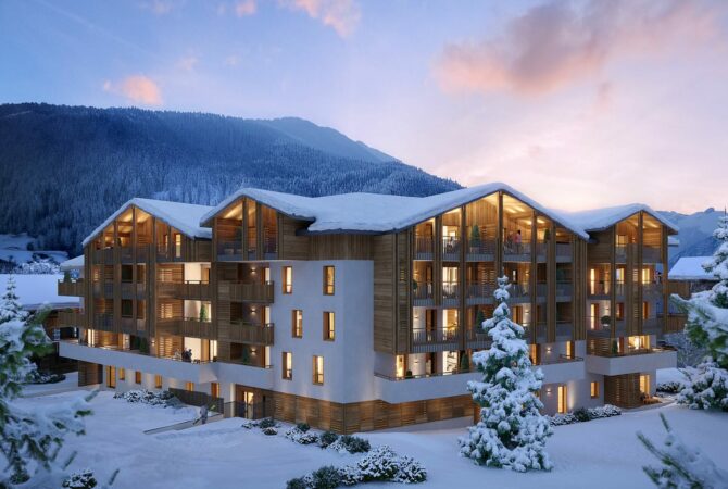 Perspective LE KOS à Saint Jean de Sixt sous la neige.