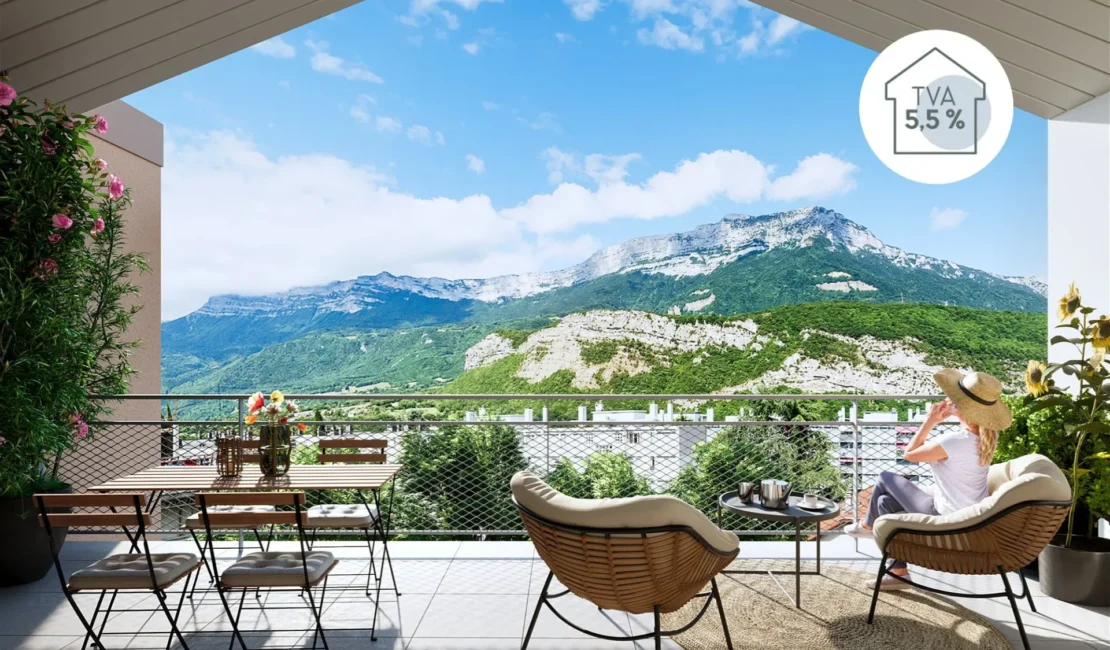 Perspective d'une terrasse d'un appartement de la résidence LE VAN GOGH à Le Pont-de-Claix.