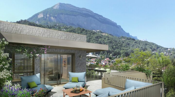 La terrasse d'un appartement de la résidence VILLA DES SOURCES à Meylan.