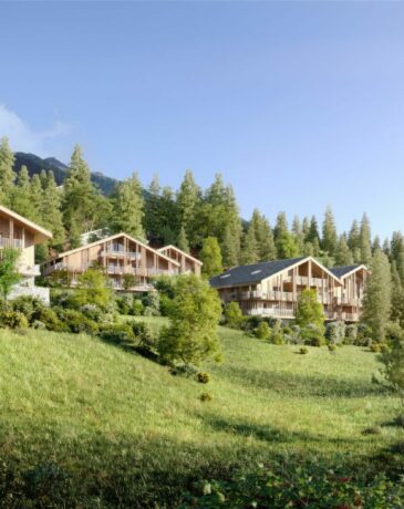 Perspective de l'extérieur de la résidence SINAYA à Samoëns.