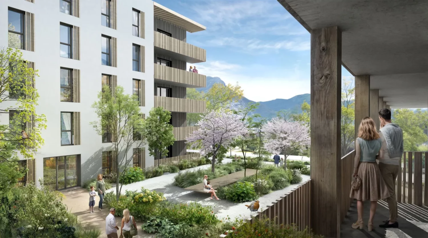 Une vue de la terrasse de notre future résidence SEQUEN'CIEL à Fontaine.